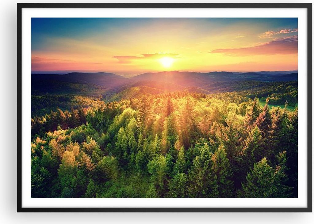 Gerahmtes Poster - Schwarzer Rahmen - Berge Natur - 100x70 cm - Wand Bild - Wanddeko - Wandbilder - Kunstposter - Wandposter - Bilderrahmen - Bilde...