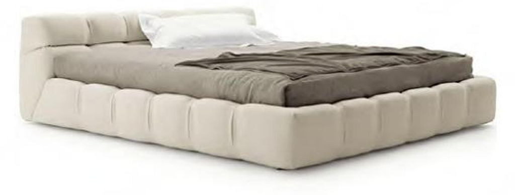 Weiß beige Bett Schlafzimmer Betten Doppelbetten Schlafbetten Textil