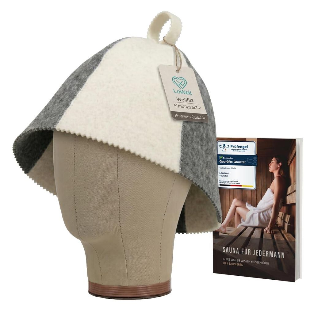 Cappello da sauna Lowell in feltro, motivo grigio/bianco, Immagine del prodotto 