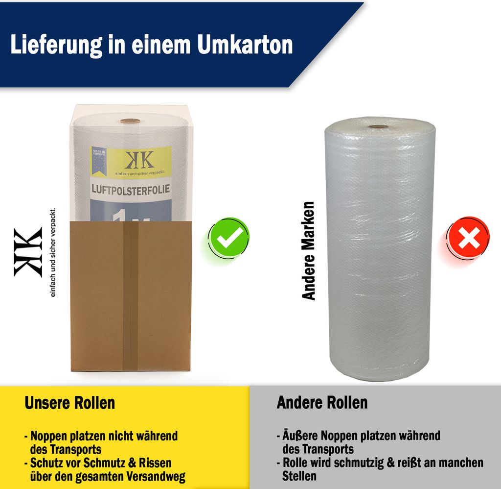 100m² Luftpolsterfolie Blisterfolie 1,0m x 100m TOP - Produktbild 5