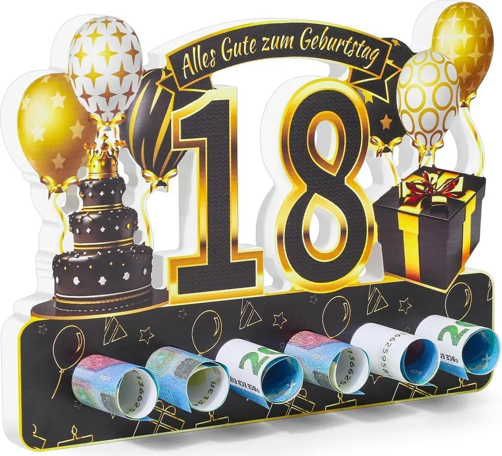 ROADPLUM 18° compleanno regalo in denaro stampato bifacciale supporto in legno 20x15 cm