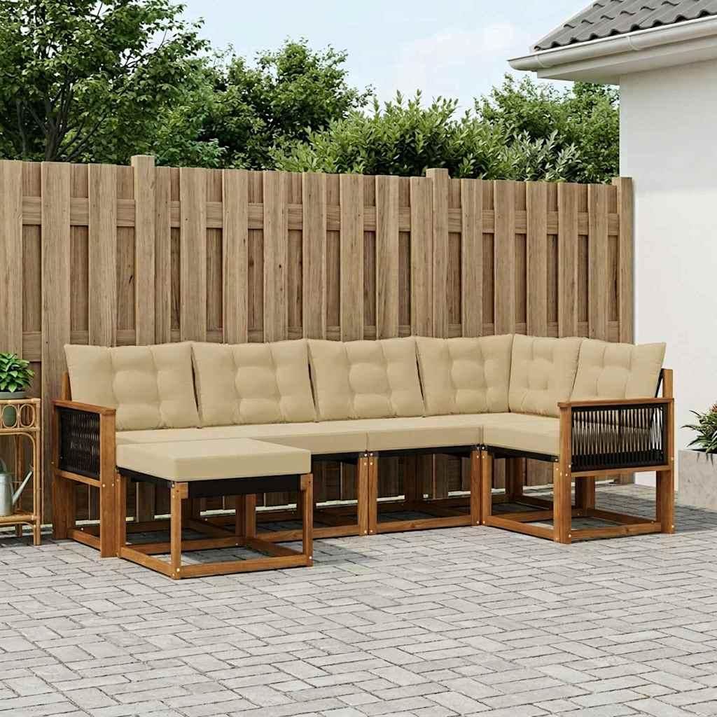 Möbel Outdoor-Sofagarnitur mit Kissen 6 pcs Natur und BeigeGartensofas - Gartensofas c639