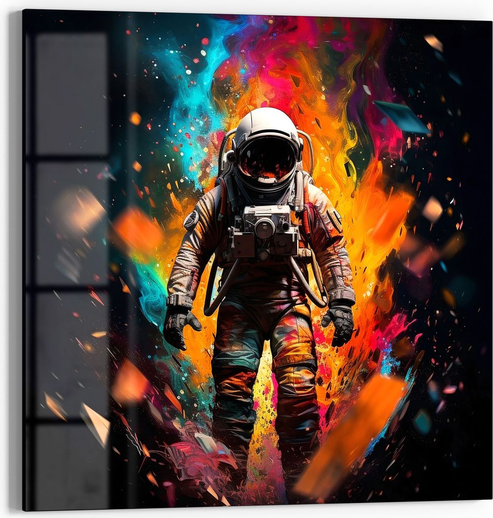DEQORI Glasbild Echtglas 30x30 cm 'Kosmische Reise' Wandbild Bild modern Deko