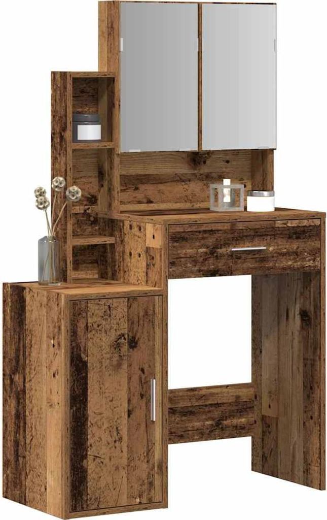 Schminktisch mit Regal Altholz 80 x 35 x 132 cm Holzwerkstoff