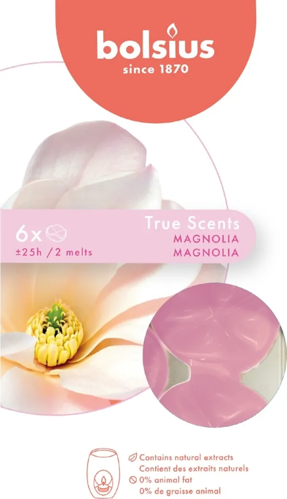 Galets de Cire Parfumée Magnolia Bolsius - Coffret Économique 36 Unités