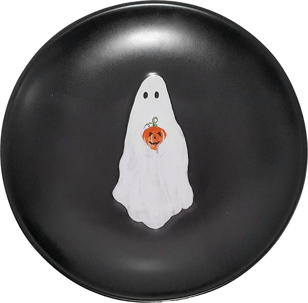 Halloween-Geisterteller, 17,8 cm, wiederverwendbarer Geisterteller aus Kunststoff, rund, Abendessen/Dessert-Geschirr für Süßes oder Saures, Hall...
