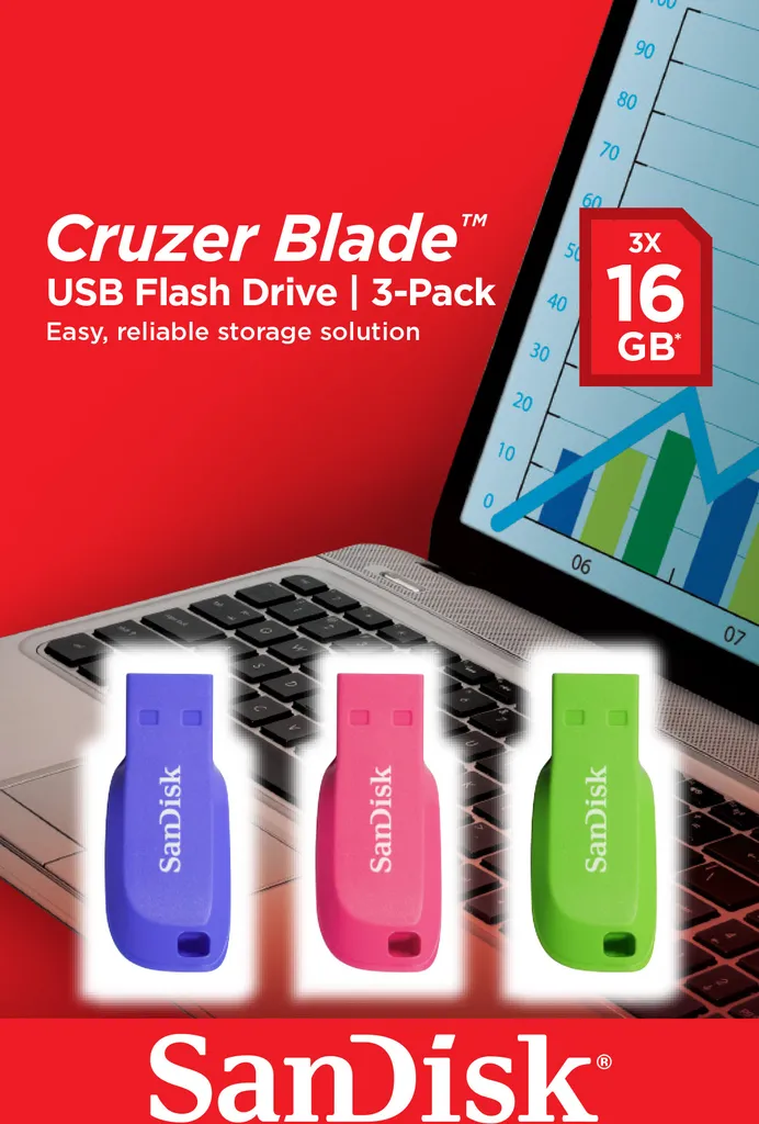 Clé USB 16 Go SanDisk Cruzer Blade pour Étudiants et Stockage de Photos