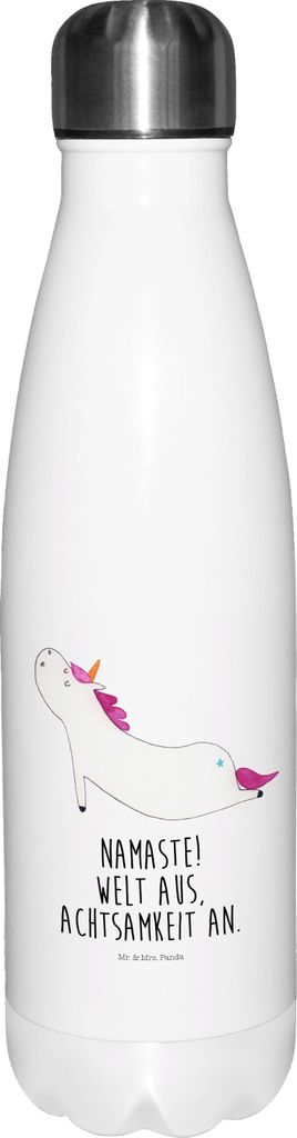 Mr. & Mrs. Panda thermobehälter Einhorn Yoga - Weiß - Geschenk, Joga, Sport, Thermos, Thermosflasche, isolierflaschen, Namaste, Trinkflasche, the...