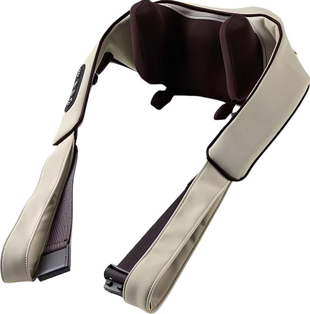 Avizar, Automatisches kabelloses Schultermassagegerät 2000 mAh mit Vibration, wiederaufladbar, Braun / Beige