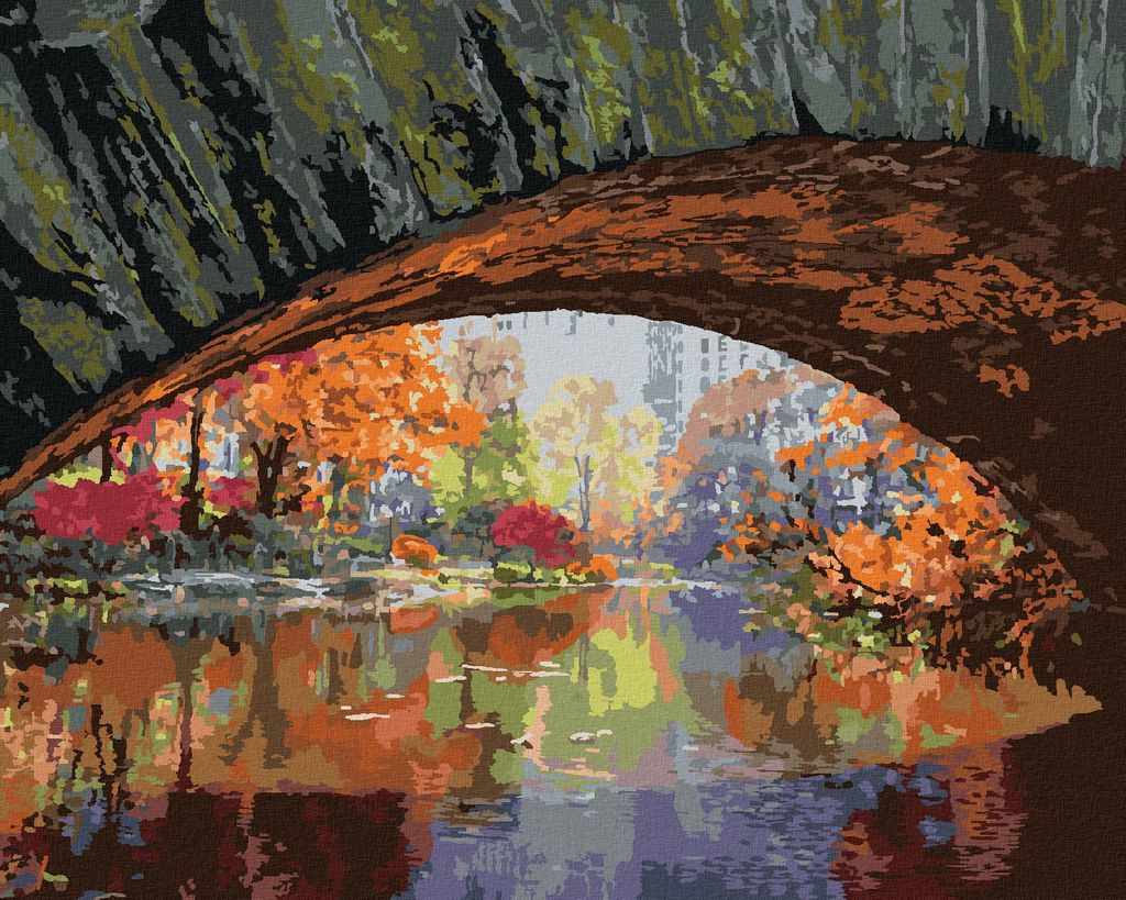 Zuty - Malen nach Zahlen - HERBSTBÄUME UND BRÜCKE (TED DAVIS), 40x50 cm, ohne Keilrahmen