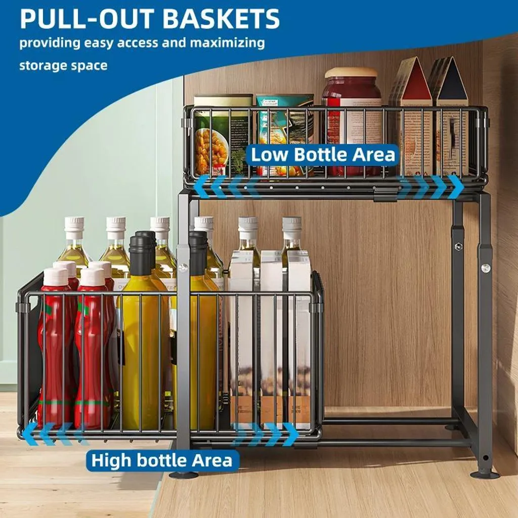 Étagère de rangement sous évier multifonction en acier pour cuisine et bain