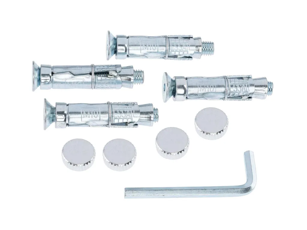 Lot de 4 Chevilles et Vis M10 de Remplacement pour Fixation au Sol