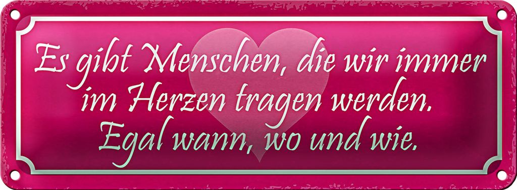 Blechschild Spruch 27x10cm Menschen wir im Herzen tragen Dekoration