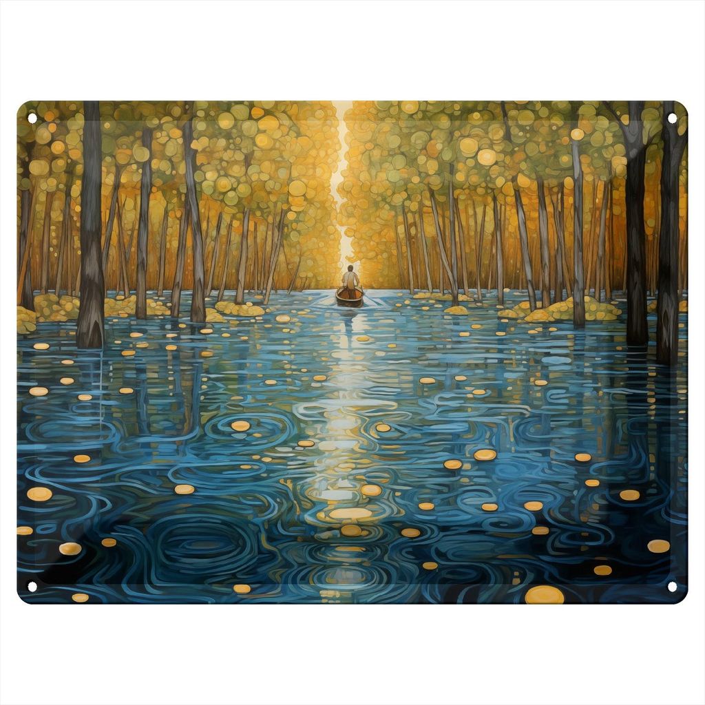 Wallario Blechschild Wandbild in : Brillante Farben, Größe 30 x 40 cm Motiv Reise durch das Lichtermeer