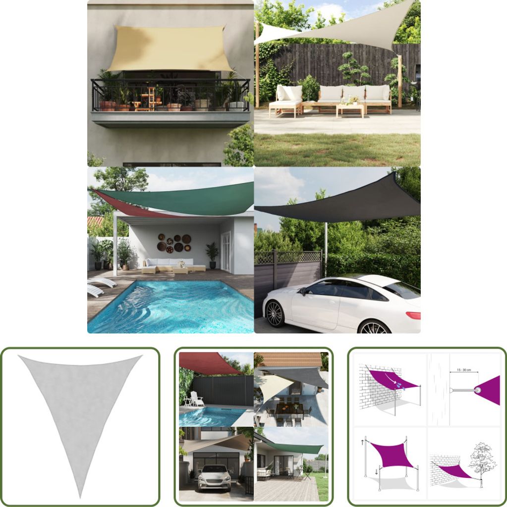 The Living Store Sonnensegel Hellgrau 4x5x5 m 100% Polyester Oxford