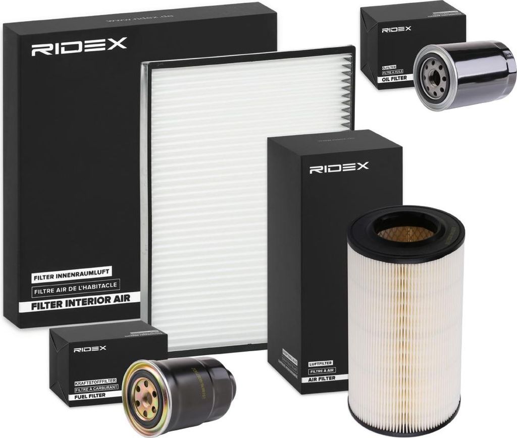 RIDEX Filterset Inspektionspaket Filtersatz für FORD MAVERICK (UDS, UNS) passend für PEUGEOT BOXER Kasten für NISSAN TERRANO II (R20)