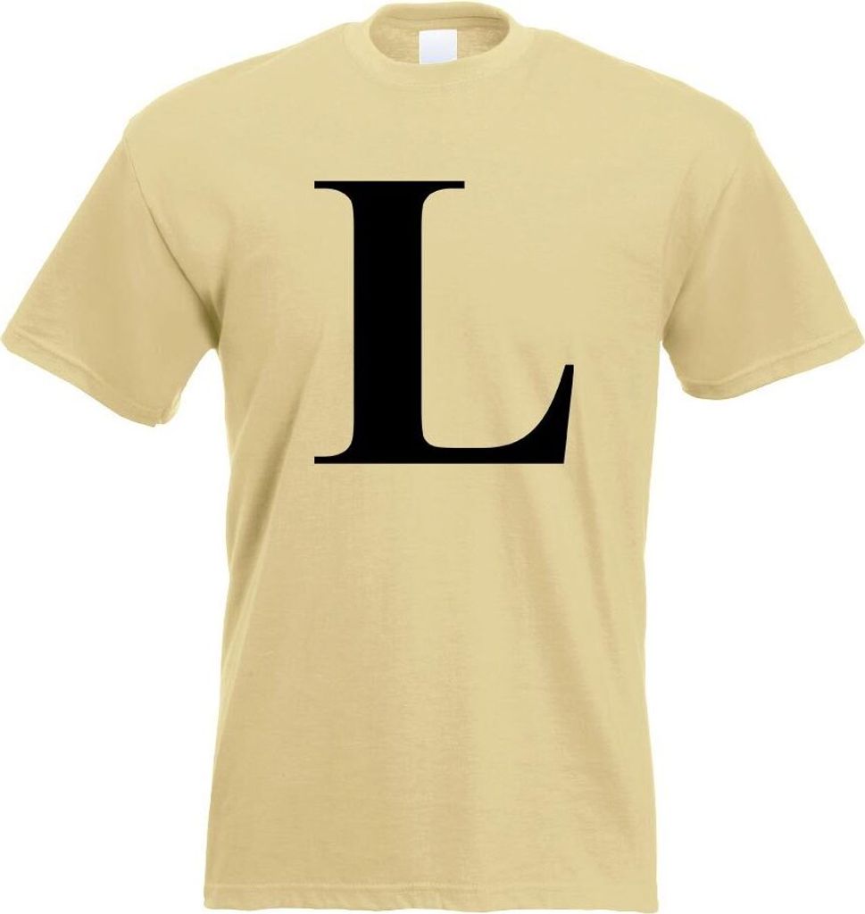 Kiwistar - T-Shirt - Khaki - Buchstabe L - Alphabet Motiv Bedruckt Funshirt Design Print - mit Motiv Bedruckt - Funshirt Design - Sport - Freizeit ...