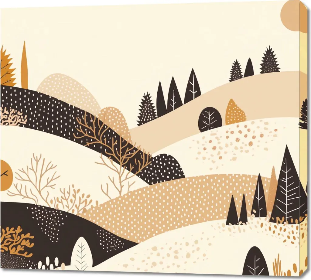 Quadro 100x90 cm Autunno sulle Colline | Tela Canvas Alta Qualità