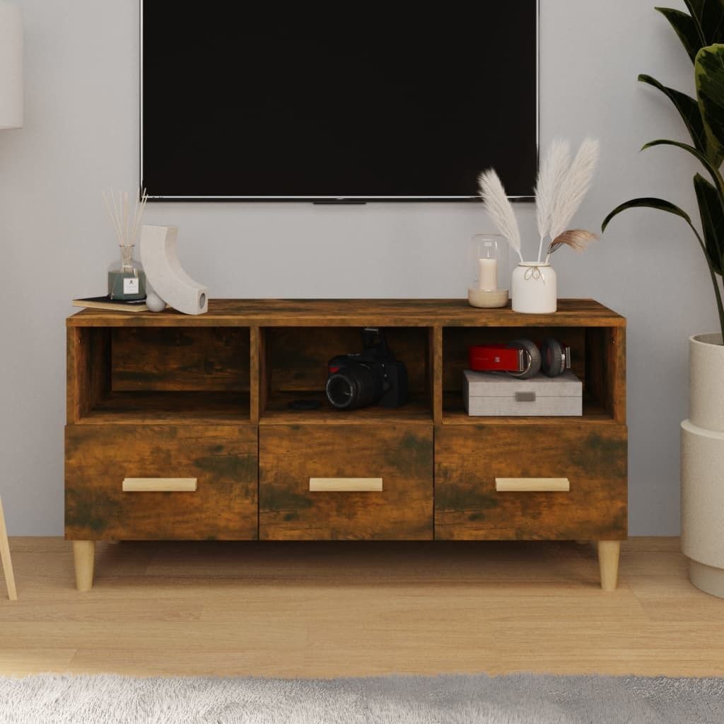 "Rabatt" TV-Schrank - Fernsehschrank - TV-Lowboard - Räuchereiche 102x36x50 cm Holzwerkstoff - TV-Schränke CC21473
