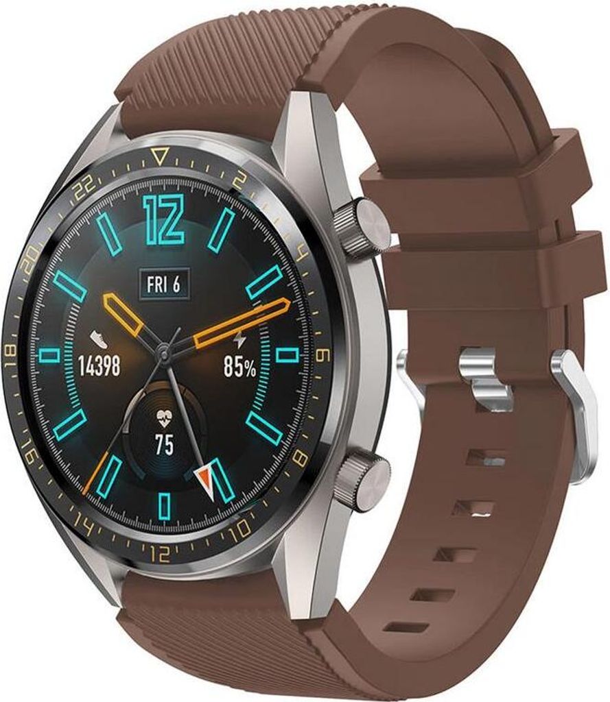 Uhren Armband für Samsung Galaxy Watch 3 45mm 46mm / für Huawei Watch GT GT2 Watch 2 Classic Pro / 22mm Stegbreite weiches Silikon Sport BRAUN