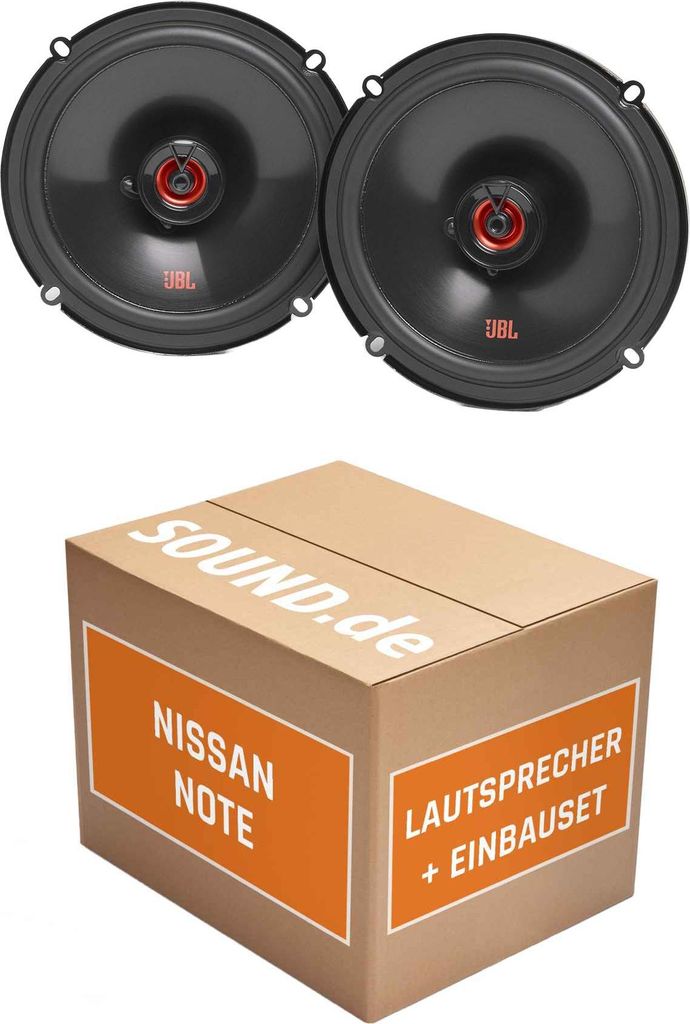 Lautsprecher Boxen Einbaupaket vorne JBL Club 620F passend für Nissan Note | 2x Tief-Mitteltöner mit integriertem Hochtöner 165W MAX