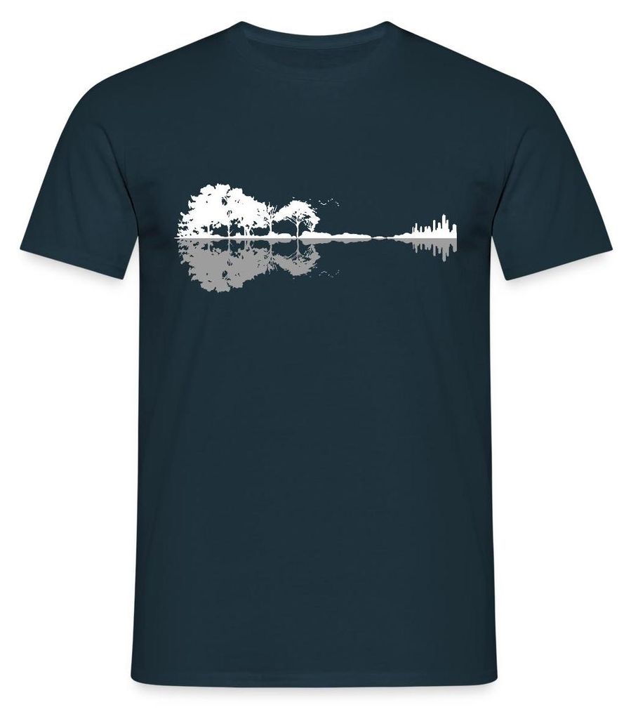 Spreadshirt Gitarre Natur Spiegelung Männer T-Shirt, 3XL, Navy