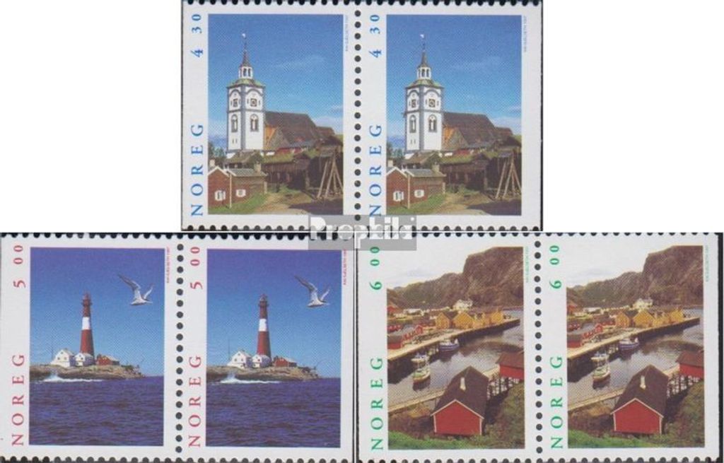 Briefmarken Norwegen 1997 Mi 1246Dl/Dr-1248Dl/Dr Paare (kompl.Ausg.) postfrisch Tourismus