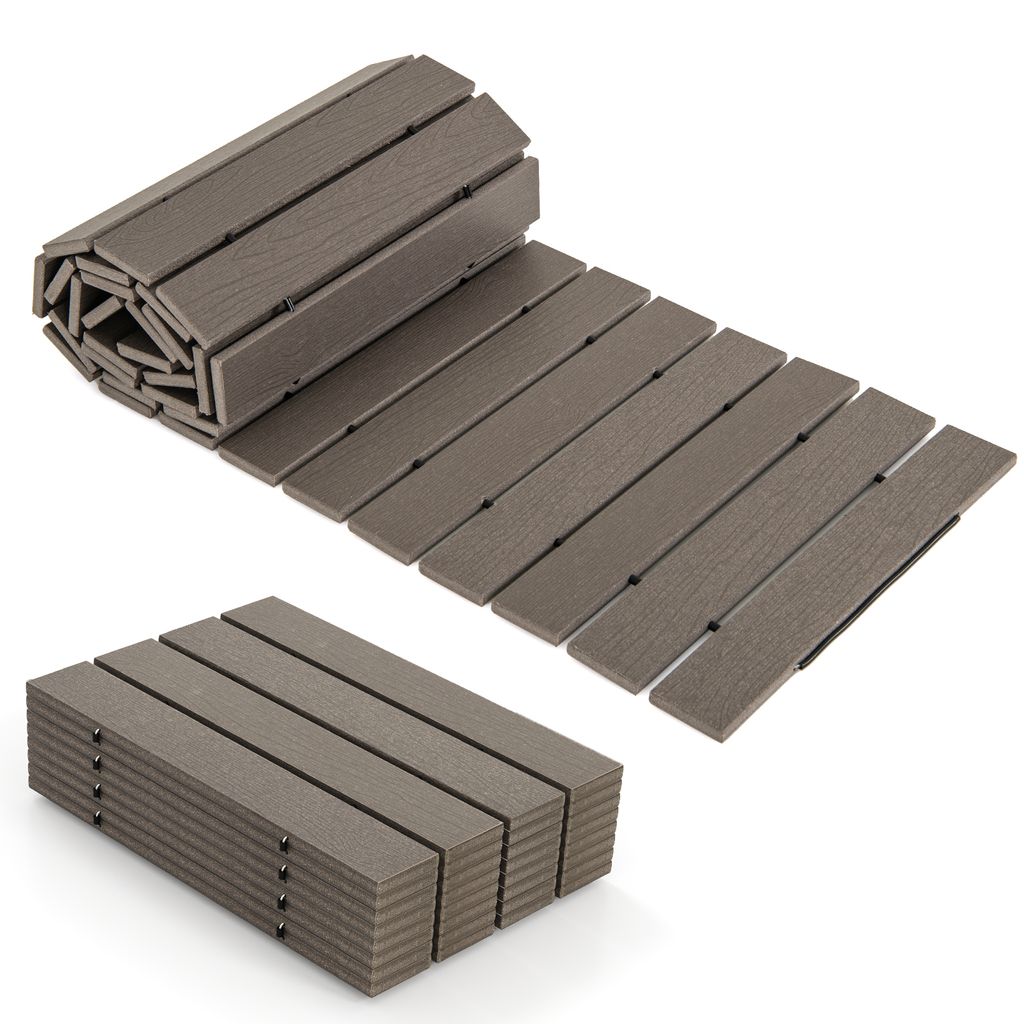 A rolled-up and stacked garden path made of composite material, shown on a white background.