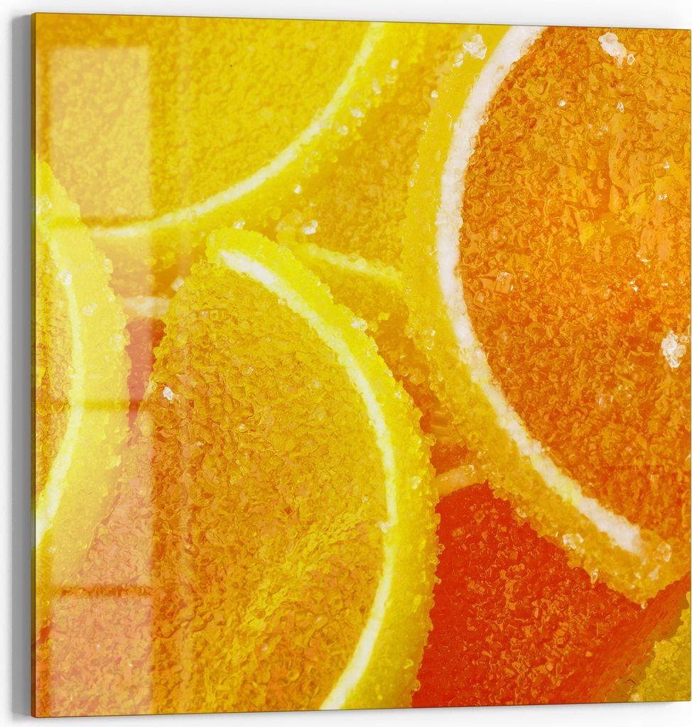 DEQORI Magnettafel Glas 30x30 cm 'Süße Zitruspracht' beschreibbar Whiteboard Küche