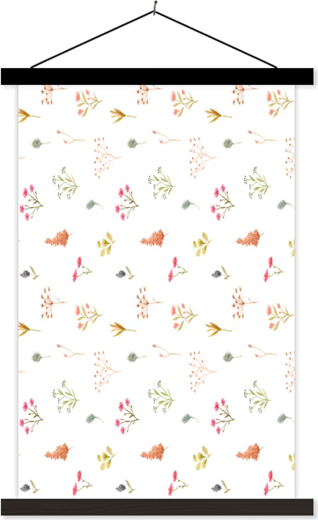 MuchoWow Textilposter Blumen - Pastell - Muster 120x180 cm mit schwarzem Rahmen - Fotos
