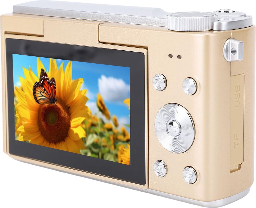 4K Digitalkamera für Fotografie Autofokus 64MP Vlogging Kamera mit 3 Zoll Flip Screen 16X Digitalzoom Kompaktkamera für Reisen Gold