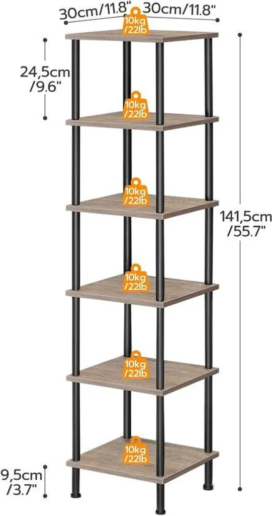 Rangement mural incurvé 6 niveaux pour déco salon - Coloris gris et noir