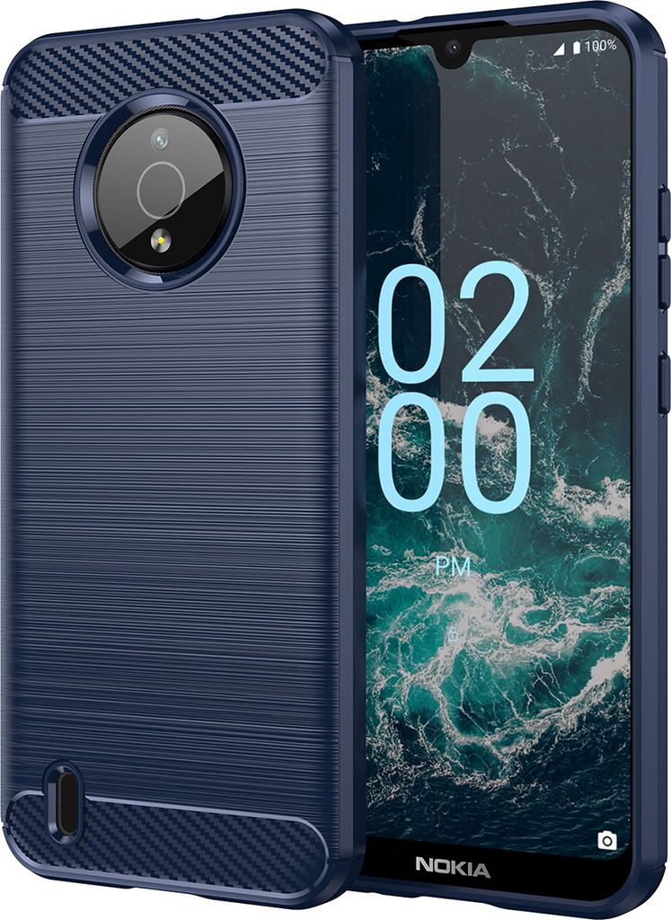 Nokia C200 Hülle, Carbon-Faser TPU Silikon Stoßfest Schutzhülle für Nokia C200 Blau