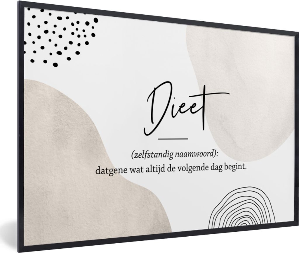 MuchoWow Gerahmtes Poster Sprichwörter - Zitate - Diät - Wörterbuch - Diät Definition 60x40 cm - Poster mit Schwarzem Bilderrahmen Wandposter...