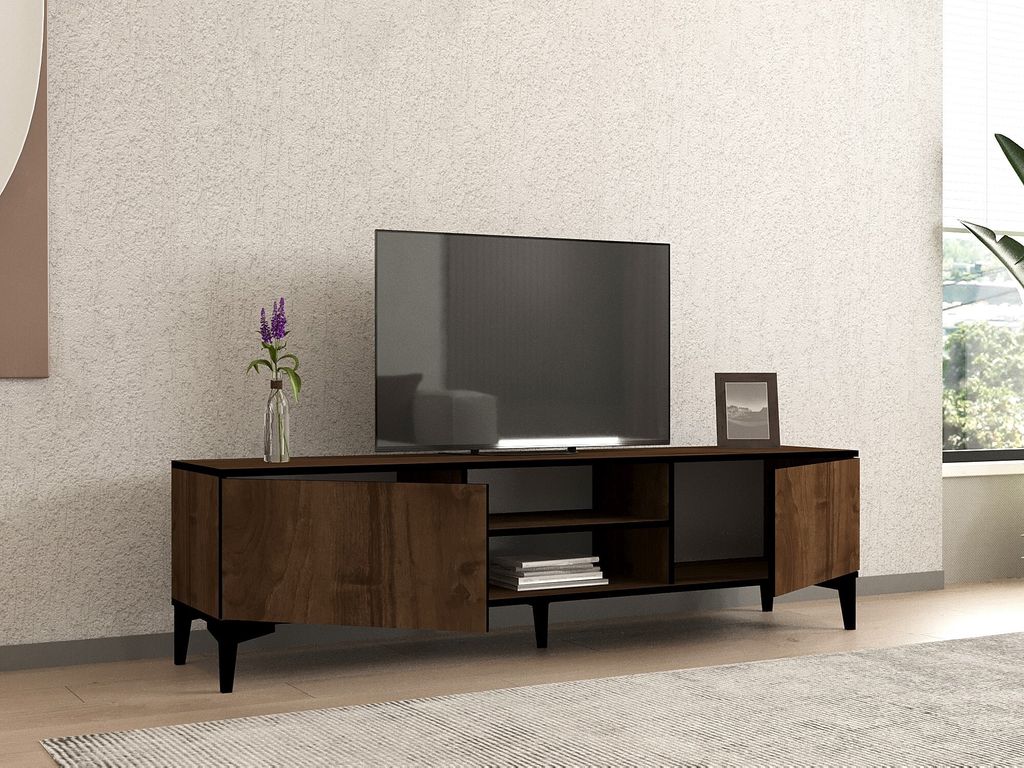 Skye Decor, Erem - Walnut, Black, TV-Schränke, Nussbaum, 180 x 45 x 40 cm
