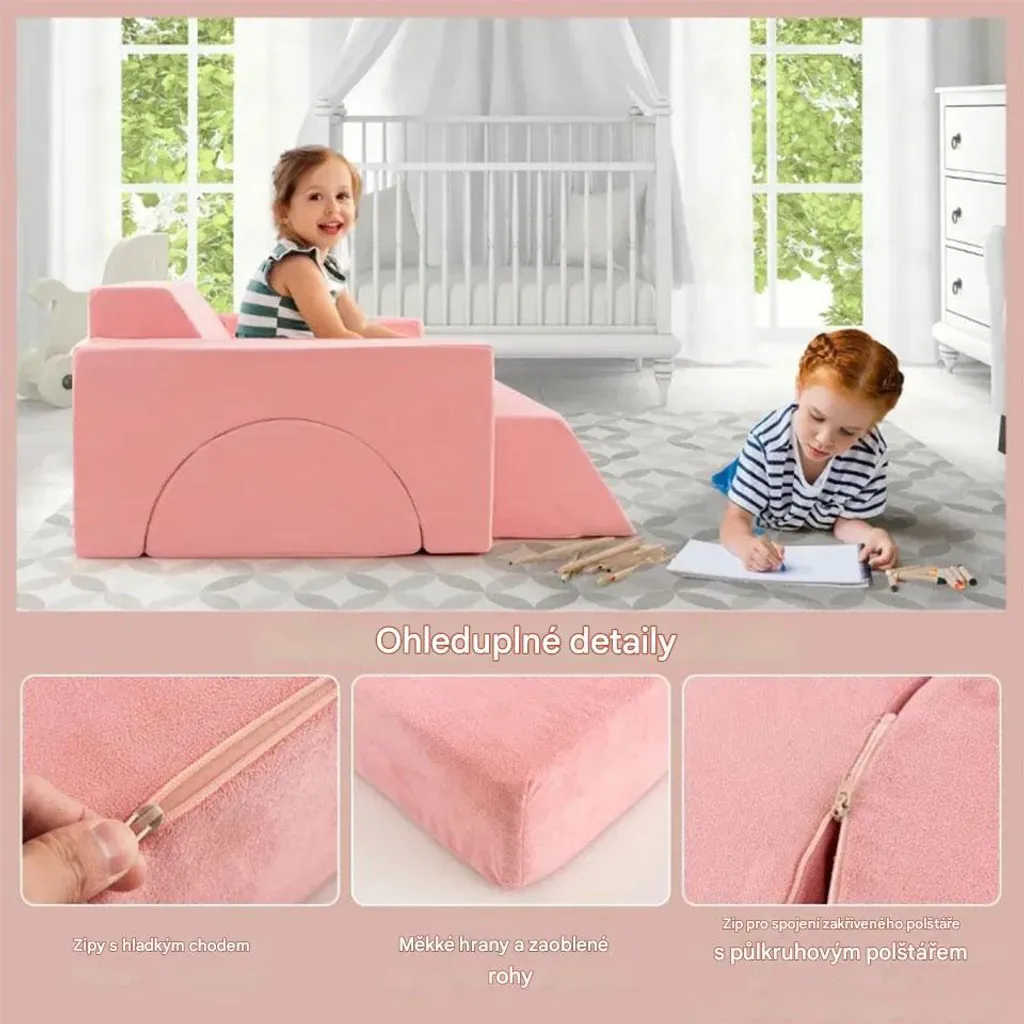 Canapé Enfant Rose Déhoussable et Lavable - Solution Jeu Modulable - 6