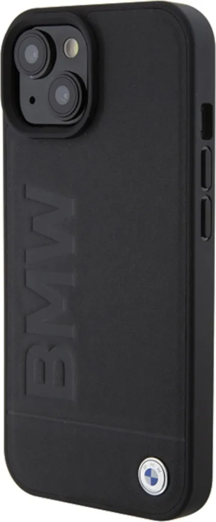 Custodia BMW iPhone 15 Plus MagSafe in Pelle Nera Timbro a Caldo - 2
