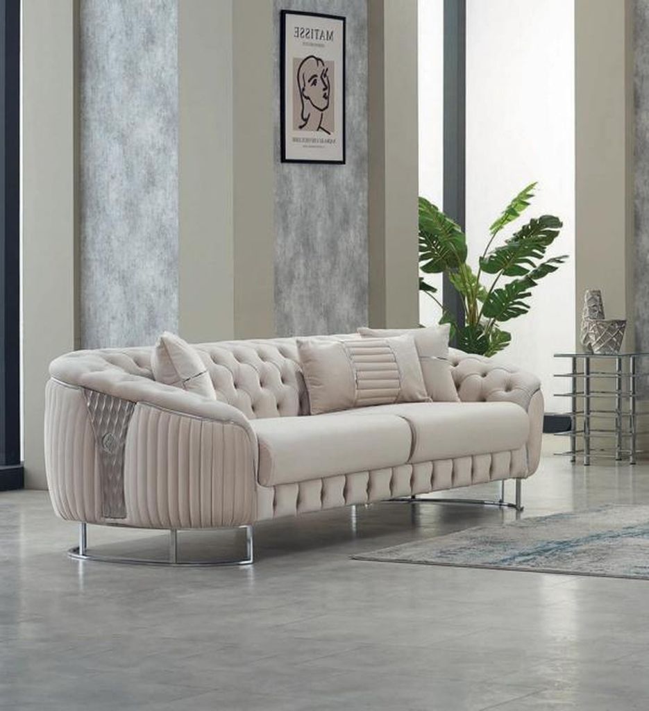 Moderne Dreisitzer Beige Sofa 3 Sitzer Stoffsofa Polstersofa Couch New Couchen