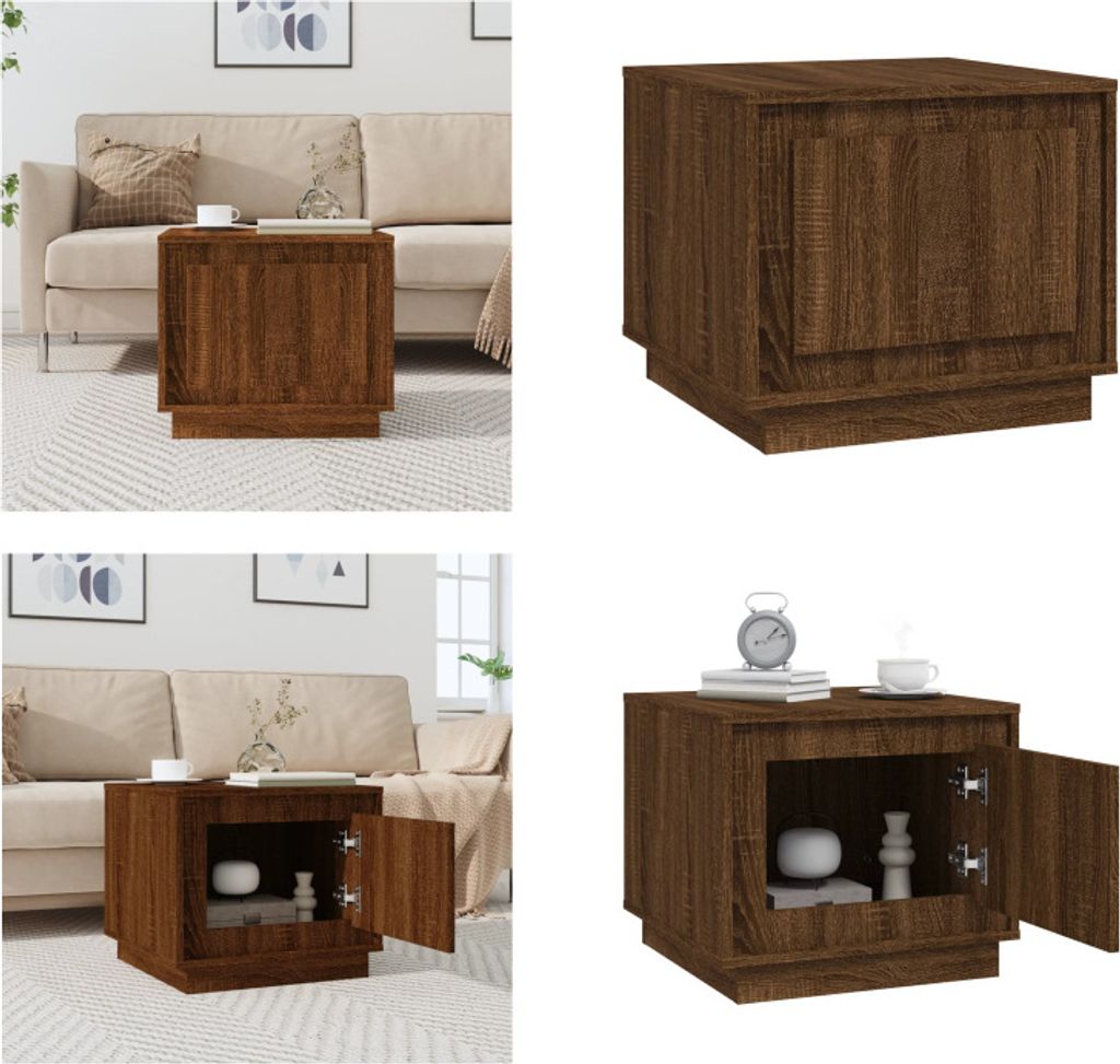 vidaXL Couchtisch Braun Eichen Optik 51x50x44 cm Holzwerkstoff - Couchtisch - Couchtische - Beistelltisch - Beistellschrank