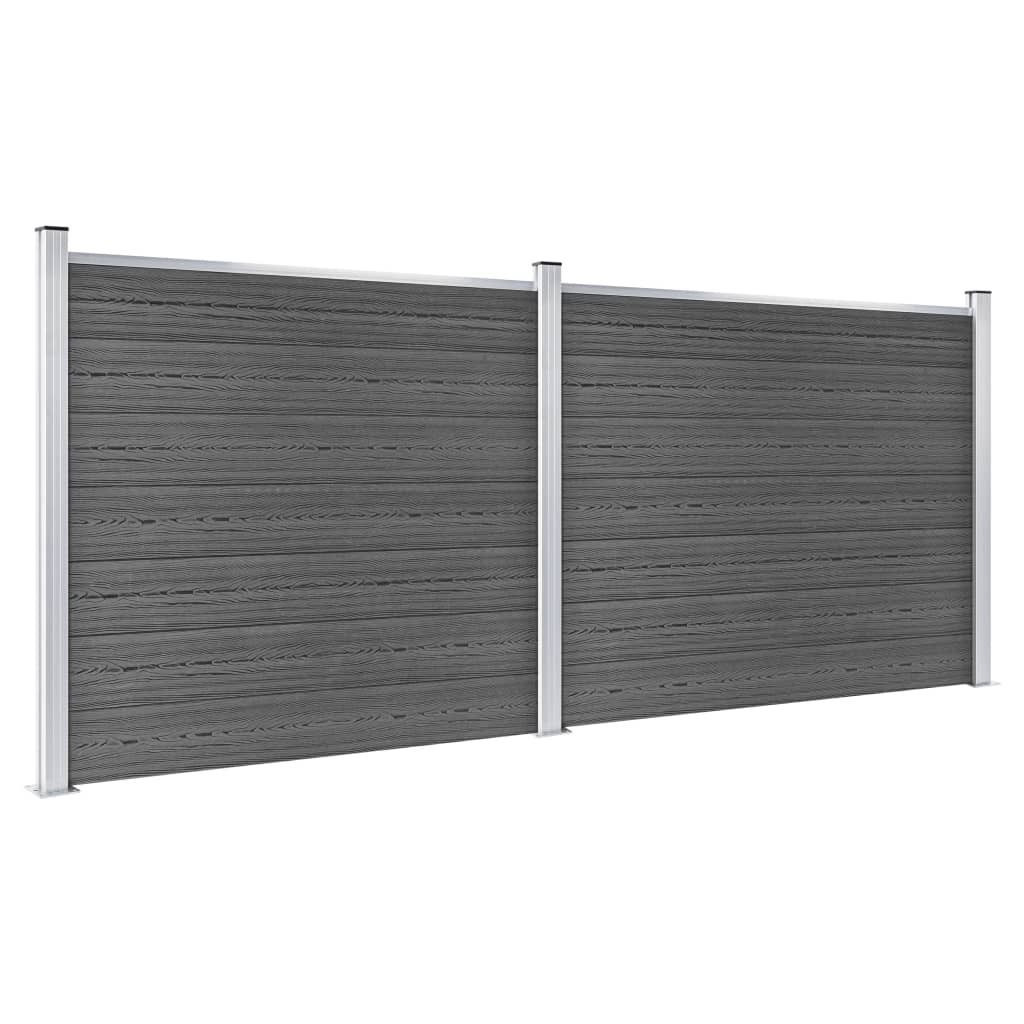 vidaXL Zaunelement Set WPC 353x146 cm Schwarz Produktbild 