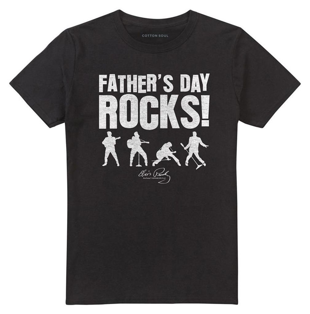 Elvis Presley - "Fathers day Rocks" T-Shirt für Herren/Damen Uni TV33326 (S) (Schwarz)