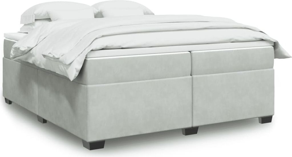(NEU 2026) Boxspringbett mit Matratze, Doppelbett moderne, Hellgrau 200x200 cm - Samt - Klassische Betten - 100.04 kg