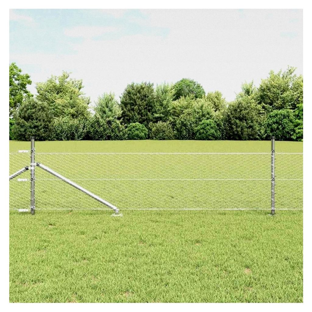 Zaunpfosten Silber 25 x 0,4 m (25 mm Masche) Stahl Gartenzaun für Hundezaun, Weidezaun, Gartenzaun und Hühnerzaun