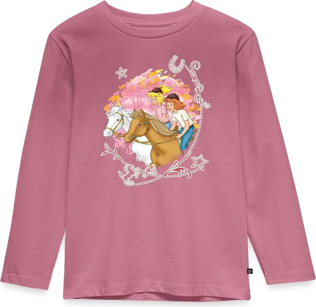 Spreadshirt Bibi Und Tina Wettreiten Im Wald Kinder Premium Langarmshirt, 122/128 (6 Jahre), Mauve