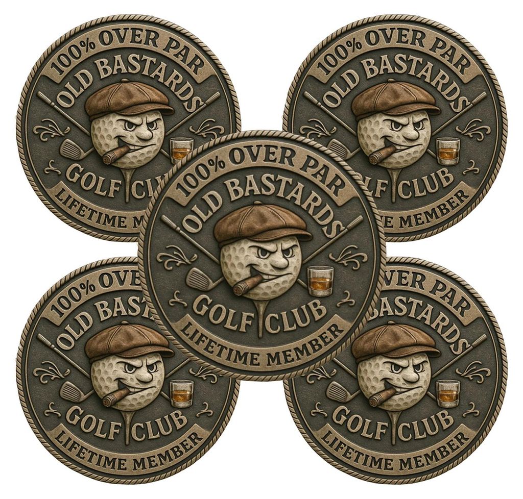 1/2/3/4/5 Stück „Over Par Old Bastards“ Golfmünzen-Schnitzerei Whiskey Herren Golfclub Lebenslange Mitglieds-Challenge-Münze Metall-Souvenir...