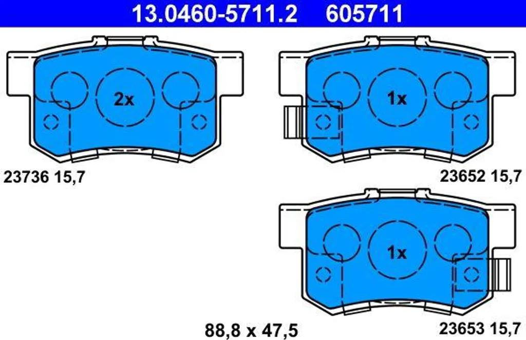 ATE 13.0460-5711.2 Jeu de Plaquettes de Frein Arrière pour Honda CR-V