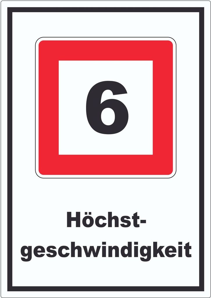 Höchstgeschwindigkeit 6 kmh nicht zu überschreiten Aufkleber mit Symbol und Text A8 (52x74mm)