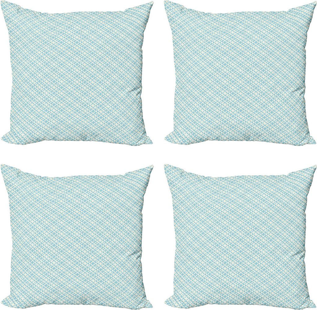 ABAKUHAUS Geometrisch Kissenbezug Set (4 Stück), traditionelle Patchwork, Moderner Doppelseitiger Digitaldruck, 50 cm x 50 cm, Creme Blassblau