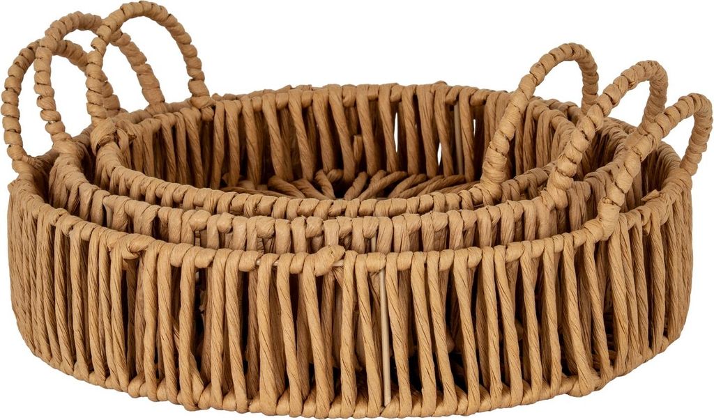 Hill Interiors - Rund Tablett-Set, Korbweide (3er-Pack) HI5209 (Einheitsgröße) (Braun)