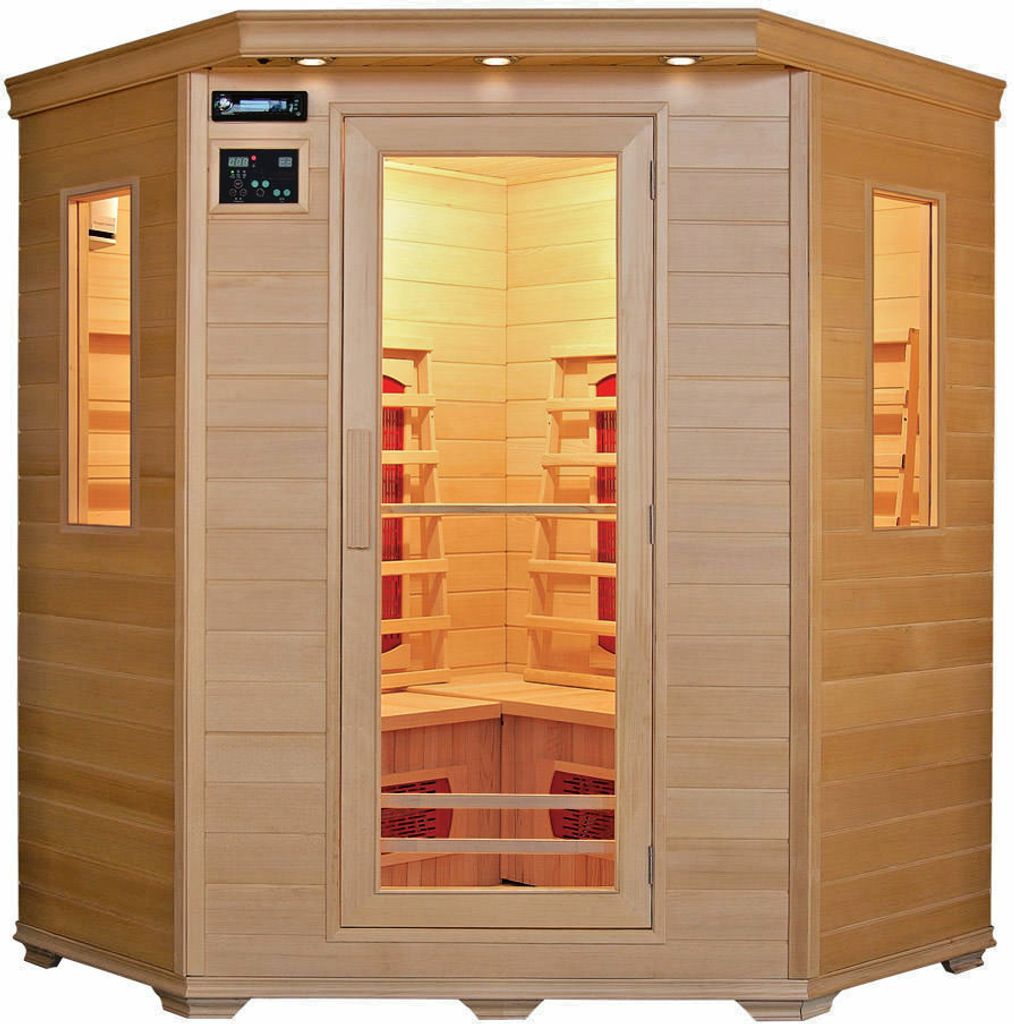 Luxus LED Infrarotsauna 150x150x190cm Infrarotkabine-Wärmekabine 4 Pers. Sauna